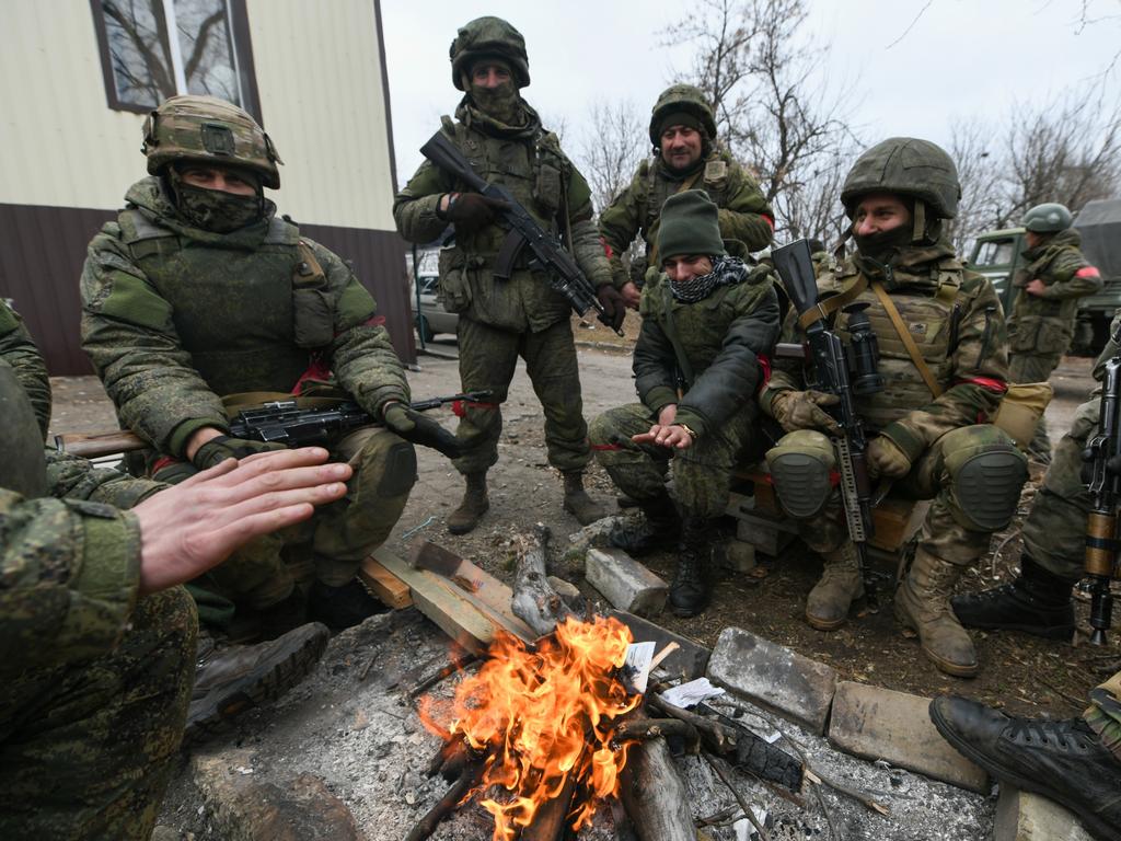 Pro-Russian separatists gather in Mykolaivka. Picture: Stringer/Anadolu Agency via Getty Images