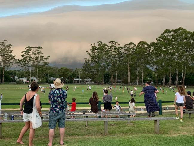 The Christmas community event at Bangalow Showground on Saturday night had locals running for cover as severe storms swept the region.