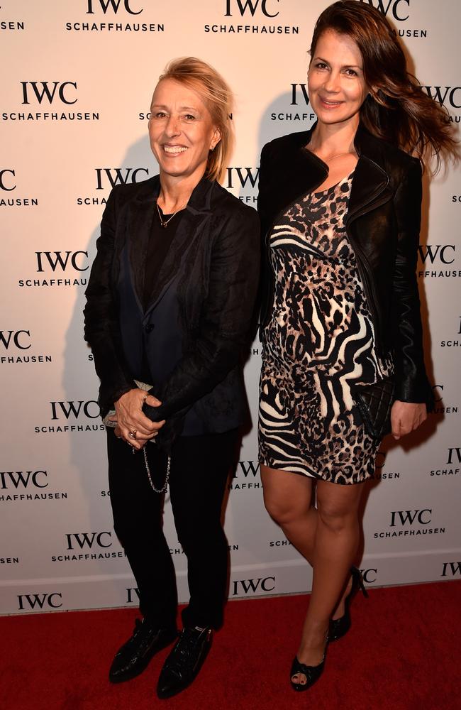 MIAMI, FL - DECEMBER 03: Tennis player Martina Navratilova and Julia Lemigova attend IWC Schaffhausen celebrates 
