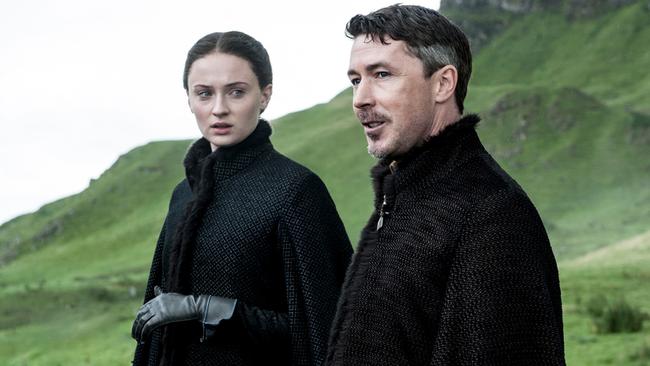 Fans in uproar ... Sophie Turner as Sansa Stark and Aidan Gillen as Littlefinger. May viewers were angry over the depiction of Sansa as a victim.