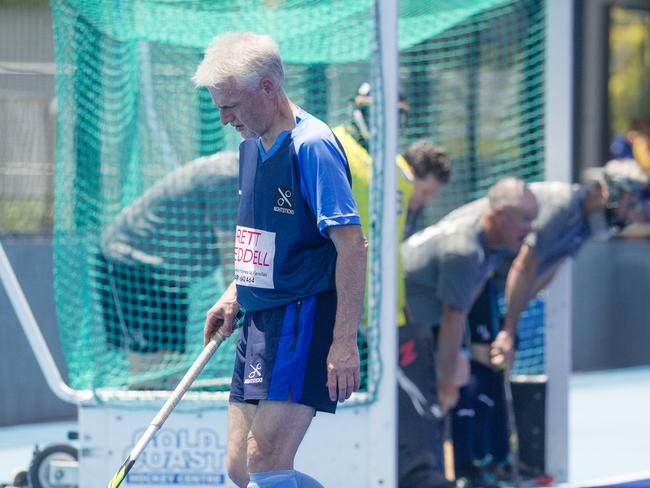 Action in the Pan Pacific Masters Games Hockey tournament. Picture: Glenn Campbell