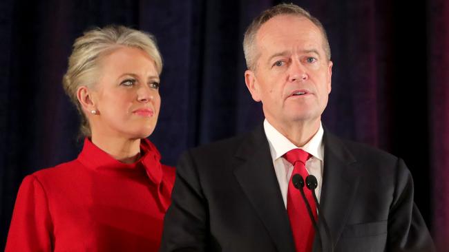 Bill Shorten and wife Chloe on election night. Picture: Stuart McEvoy