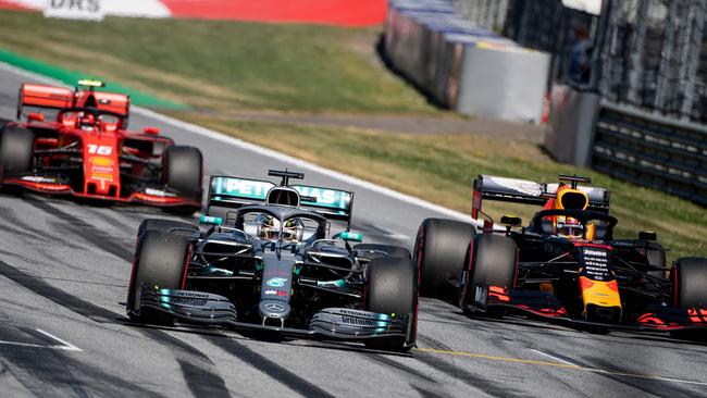 Sydney could have Lewis Hamilton (centre) driving over the Cahill Expressway if Tony Shepherd has his way. Picture: AFP