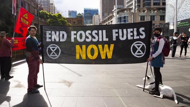 Climate protesters in Sydney this month. Picture: NewsWire / Monique Harmer