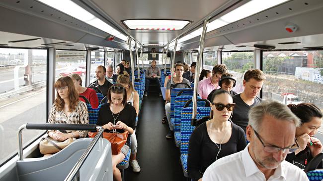 Northern beaches commuters on the B-Line Bus. Picture: Adam Yip / Manly Daily