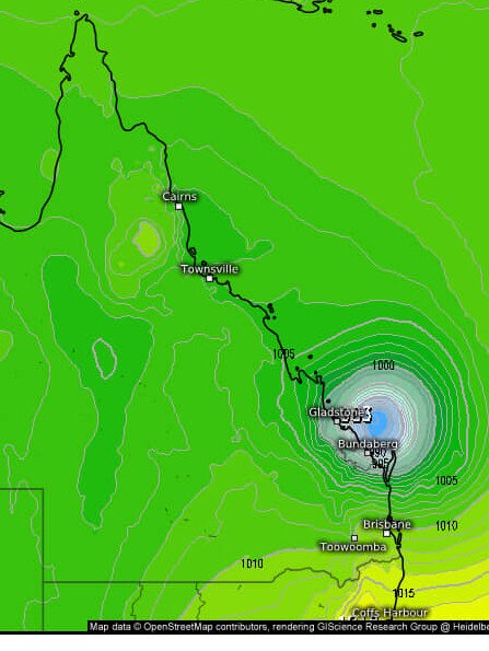 Another model predicts landfall between Gladstone and Bundaberg. Picture: Your Weather Channel – JWC Facebook