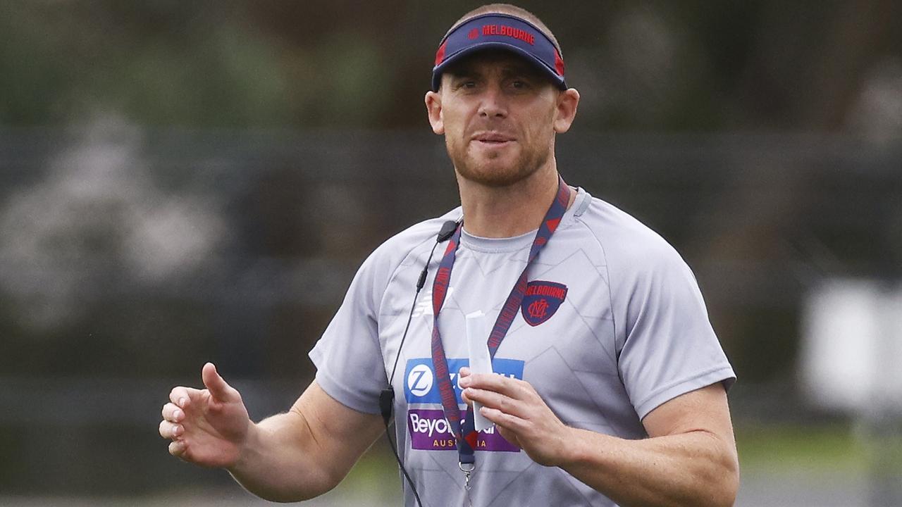 Simon Goodwin is hoping to lead the Dees to back-to-back premierships. (Photo by Daniel Pockett/Getty Images)