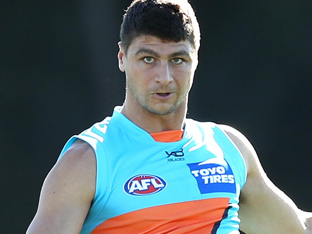 Jonathon Patton during GWS Giants training ahead of their match with North Melbourne. Picture. Phil Hillyard