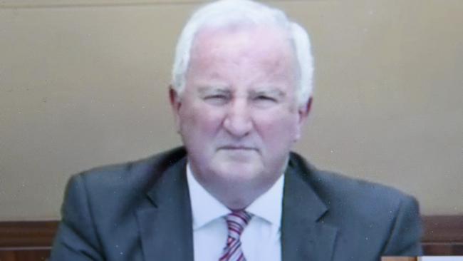 Former music teacher and convicted paedophile Gregory Robert Knight giving evidence via a video link to the child sex abuse royal commission.