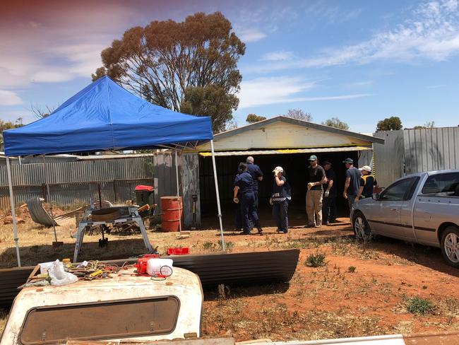 Major crime detectives searched Terowie properties for the remains of murdered man Martin Meffert. Picture: SA Police