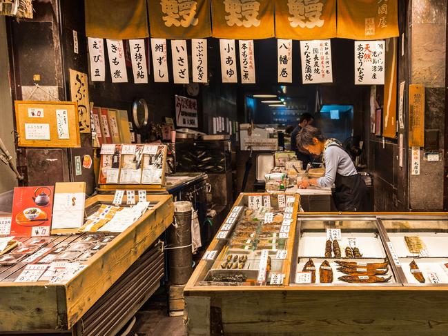 A fishmonger store at Nishiki Market selling varieties of fish. Picture: Istock