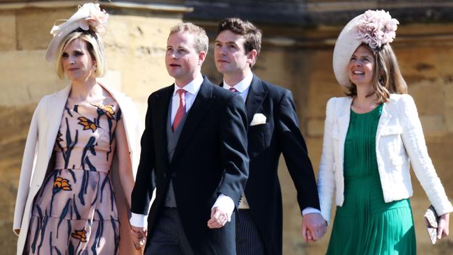 (L-R) Lizzie Wilson, Guy Pelly, James Meade and Lady Laura Marsham arrive at the wedding of Prince Harry to Meghan Markle. Picture: Chris Jackson/Getty Images