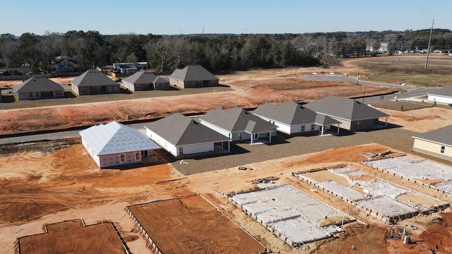 Aerial drone picture of construction housing complex