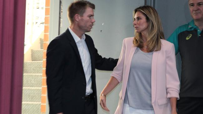 David Warner and his wife Candice at their press conference last March