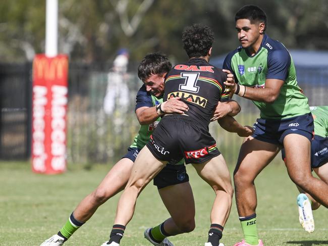 CANBERRA, AUSTRALIA, NewsWire Photos. MARCH 9, 2024: UNE SG Ball Cup - NSWRL Junior Reps Round Six Canberra Raiders vs Penrith Panthers at Raiders Belconnen in Canberra. Picture: NCA NewsWire / Martin Ollman