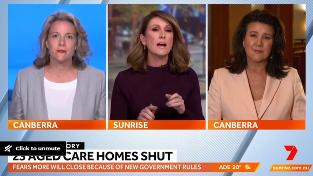 Sunrise host Natalie Barr had to break up a heated discussion between Home Affairs Minister Clare O’Neil and Liberal Senator Jane Hume. Picture: Channel 7/Sunrise