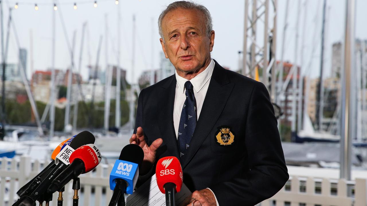 David Jacobs, Vice commodore of the Cruising Yacht Club addresses the media. Picture: NewsWire/ Gaye Gerard.