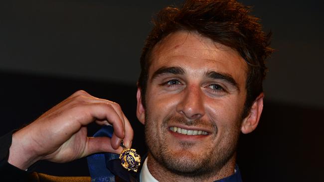 Jobe Watson with the Brownlow in 2012.