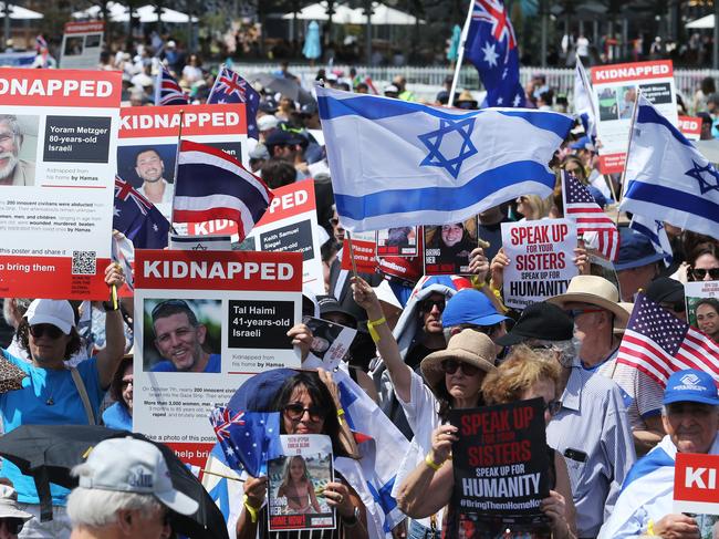 12/11/23: Jewish Solidarity Vigil..Set Them Free solidarity vigil, honouring victims from Israel and over 40+ countries whose nationals were murdered, injured or taken hostage by Hamas AT Moore Park. John Feder/The Australian.