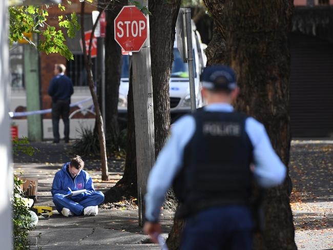 Police investigating the incident on Saturday. Picture: Tracey Nearmy