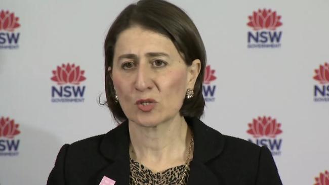 Premier Gladys Berejiklian announcing four new cases of COVID-19 on March 20.