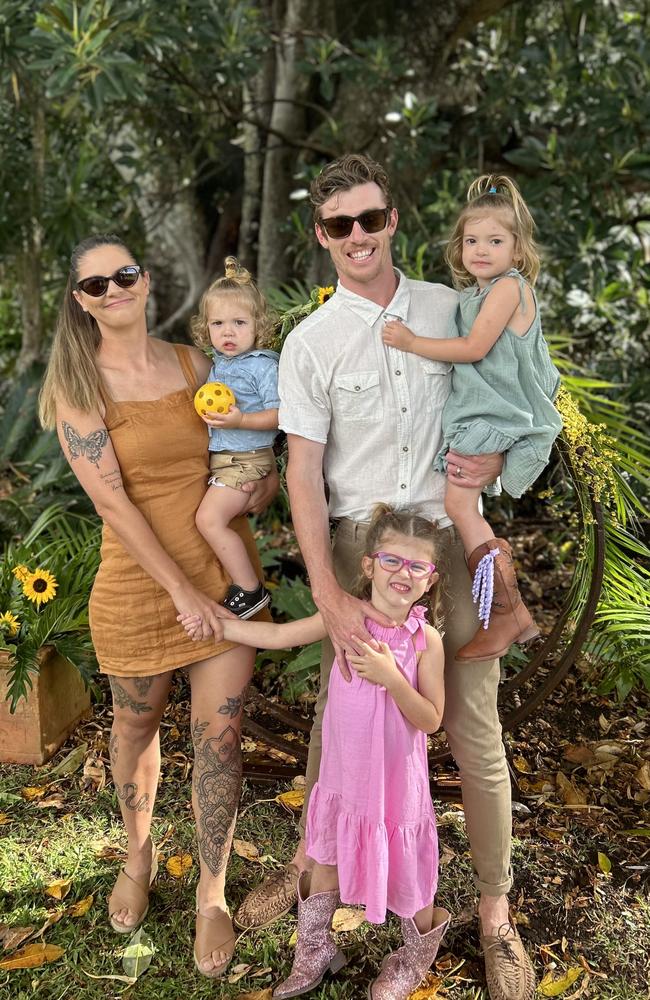 The Van Dommele family Brittany, Harlen, 2, Matt, Eviee, 5, and River, 4. Picture: Supplied