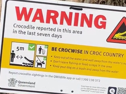 The sign said there were crocodiles in the area. Picture: TikTok