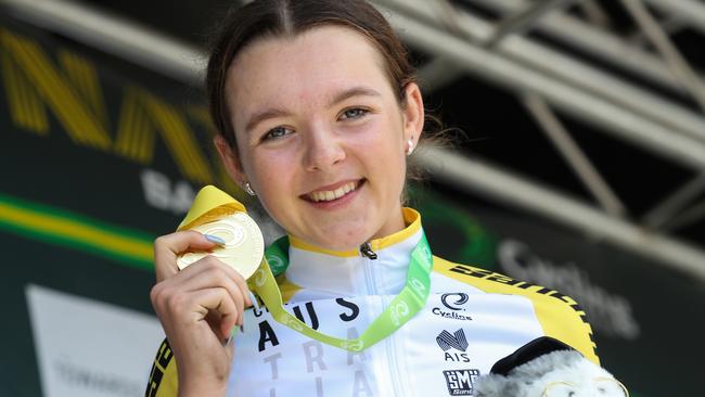 Francesca Sewell won the under-19 women's road race at the Cycling Australia national championships. Picture: Con Chronis.