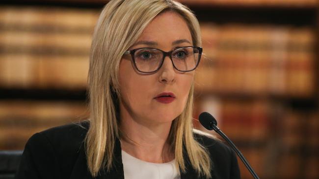 Amy Brown speaks during the inquiry into the appointment of John Barilaro as Senior Trade and Investment Commissioner to the Americas at NSW Parliament House in Sydney on Wednesday. Picture: NCA Newswire /Gaye Gerard