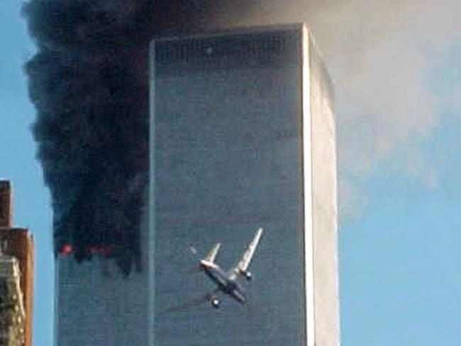 The second hijacked plane as it is about to hit the Twin Towers.