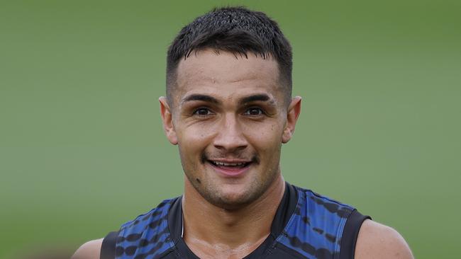 NCA. MELBOURNE, AUSTRALIA. 19th February, 2025 . Western Bulldogs training at the Whitten Oval.   Bulldog Jamarra Ugle-Hagan back  at training today   .  Picture: Michael Klein