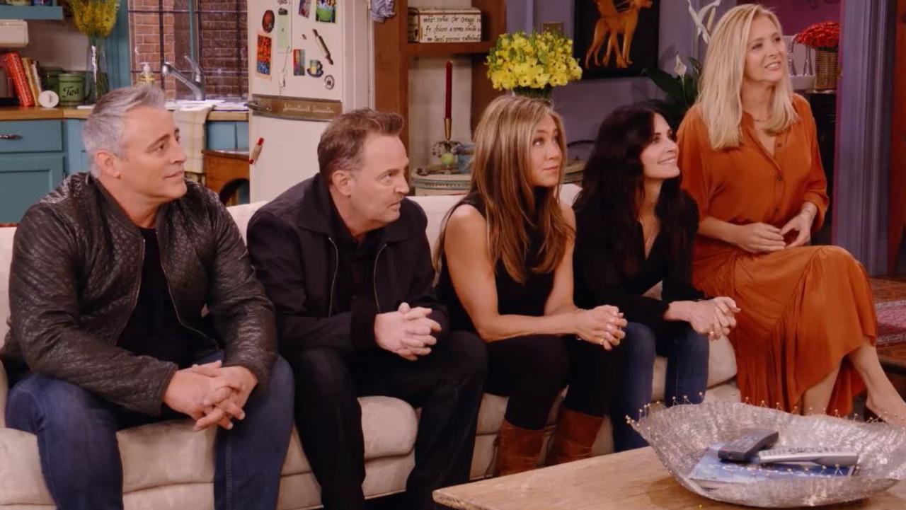 The stars ventured back to the old apartment set in the reunion special. Picture: BINGE