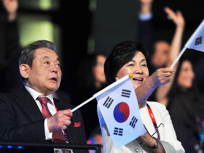 Lee Kun Hee with his wife Ra-Hee Hong during the Opening Ceremony of the London 2012 Olympic Games. Pic: Pascal Le Segretain/Getty Images