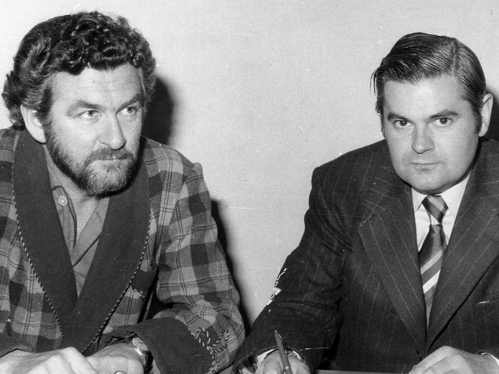 ACTU President Bob Hawke and Ian Sykes of XL Petroleum trying to avert oil strike chaos in 1972.