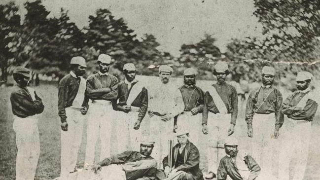 James “Jimmy Mosquito” Couzens (Fiona's great-great grandfather),(4th from left) he is standing next to coach and captain Charles Lawrence (an ex all-England cricketer). Australian Aboriginal cricket team in England 1868