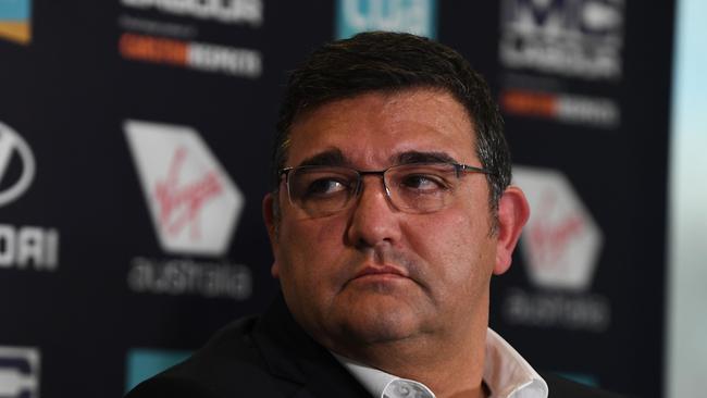 Carlton President Mark Loguidice looks on during a press conference at Ikon Park. (AAP Image/James Ross)