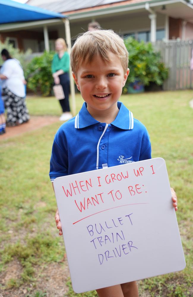 2023 prep students' first day at St Anthony's Primary School, Toowoomba. Harrison Hardacre.