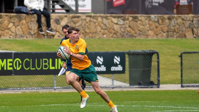 Nate Thompson in action for the 2024 Australian Schoolboys rugby union side. Picture: Anthony Edgar.