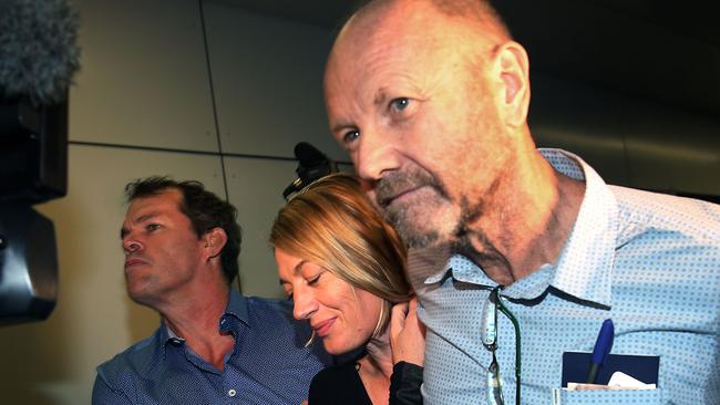 The 60 Minutes crew — Tara Brown and Stephen Rice — arrive at Sydney Airport