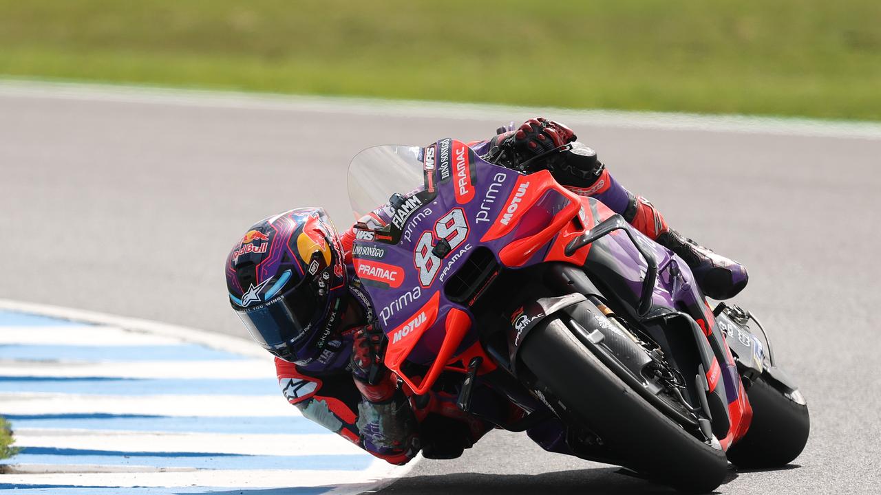 PHILLIP ISLAND, AUSTRALIA - OCTOBER 18: Jorge Martin of Spain and the #89 Prima Pramac Racing during practice ahead of the MotoGP of Australia, at Phillip Island Grand Prix Circuit on October 18, 2024 in Phillip Island, Australia. (Photo by Robert Cianflone/Getty Images)