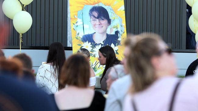 About 300 people gathered at Rob Akers Park in Strathpine on Saturday afternoon to pay their respects to Emily Thompson. Picture: Zak Simmonds