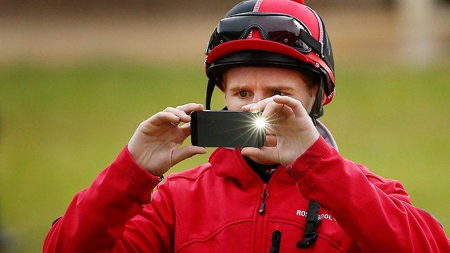 Tommy Berry takes a photograph of Tres Blue, who he believes comes down under with similar credentials to Fiorente. Picture: Colleen Petch