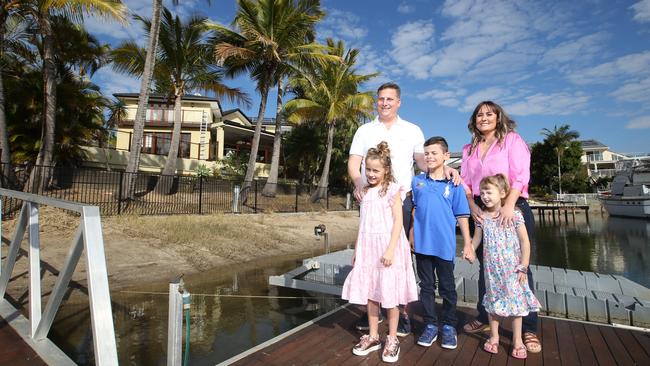 Damian and Emily Ribaldone moved from Sydney to the Gold Coast for a better lifestyle with their chidren, India 8,Luca 10 and Lyla 5, at their new Benowa Waters home. Picture Glenn Hampson