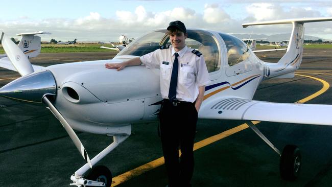 Young pilot Adam Snell died in a crash in outback SA. Picture: Massey Aviation