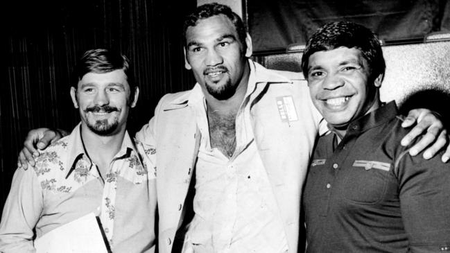 Johnny Famechon, Tony Mundine and Lionel Rose in 1977