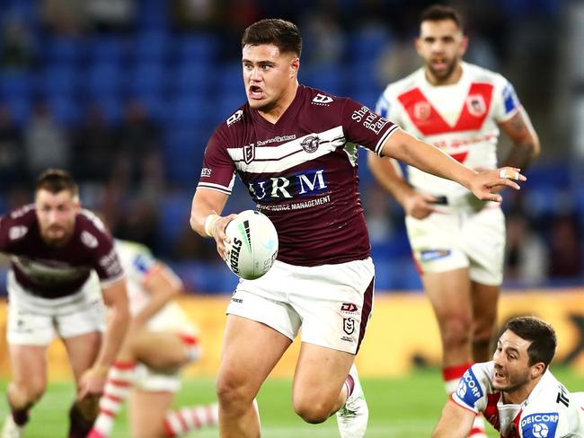 In just his 12th NRL game, Josh Schuster proved a menace with ball in hand. (Photo by Chris Hyde/Getty Images)