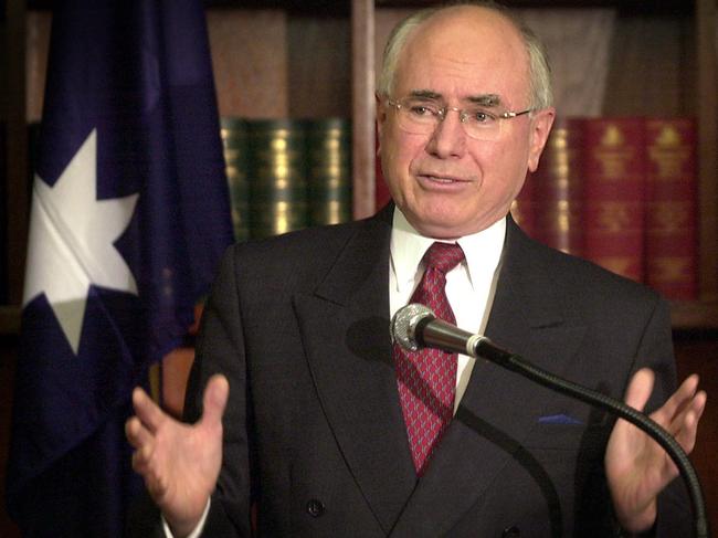 JULY 10, 2003: Prime Minister John Howard during press conference in Sydney, 10/07/03 over ONA's lack of report to Government on unlikelyhood of Iraq having weapons of mass destruction that led to recent Gulf War. Pic Erica Harrison.P/