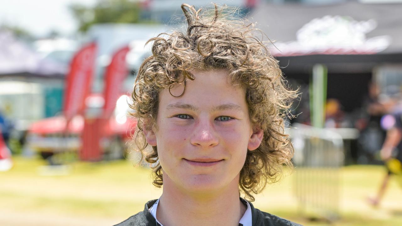 Blake Tracey vying for best mullet at the VALO Adelaide 500. Picture: Brenton Edwards