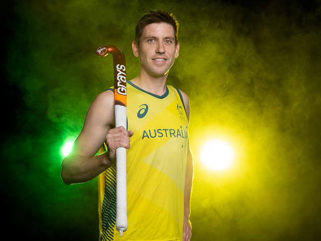 PERTH, AUSTRALIA - JUNE 14: Eddie Ockenden poses during the media opportunity for the announcement of the Australian field hockey team for the Tokyo Olympic Games at WAIS on June 14, 2021 in Perth, Australia. (Photo by Paul Kane/Getty Images)