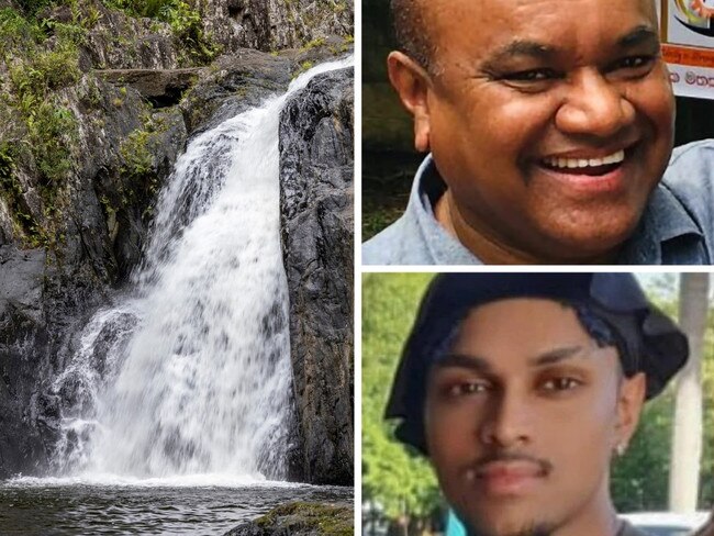 son and father drown at waterfall